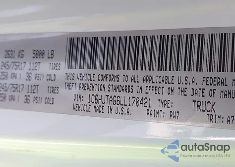 2020 Jeep Gladiator Sport S 4X4 from USA, damaged, VIN 1C6HJTAG6LL170421